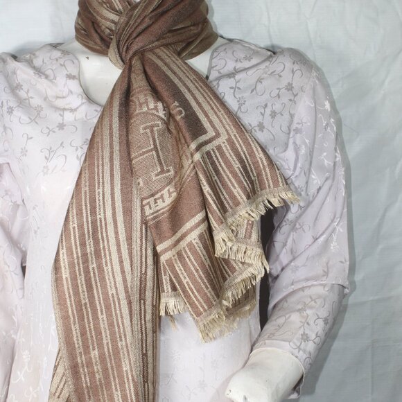HERMES Scarf Shawl Wrap Stole 65% Cashmere 35% Silk Multicolor Used - Picture 2 of 14